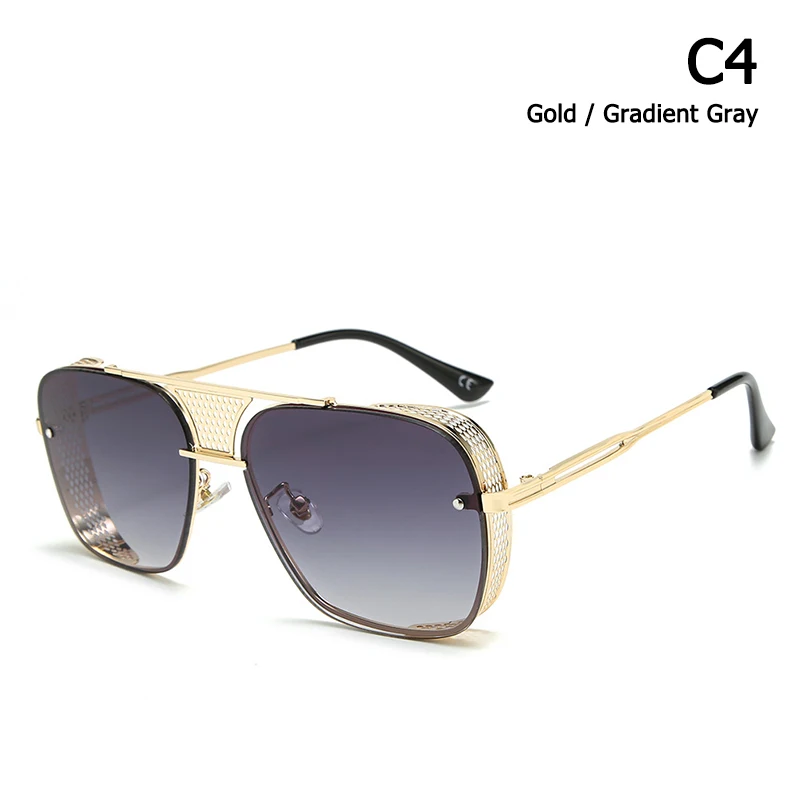 JackJad, модные квадратные металлические солнцезащитные очки в стиле пилота, стимпанк, сетчатый экран, фирменный дизайн, солнцезащитные очки Oculos De Sol 28037 - Цвет линз: C4 Gold Gray