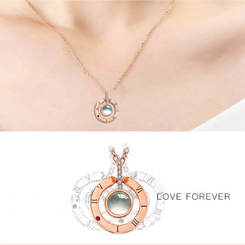 Женское роскошное серебряное ожерелье проекция проекта я люблю тебя на 100 языках Хрустальное колье-чокер Романтичный подарок для любимой