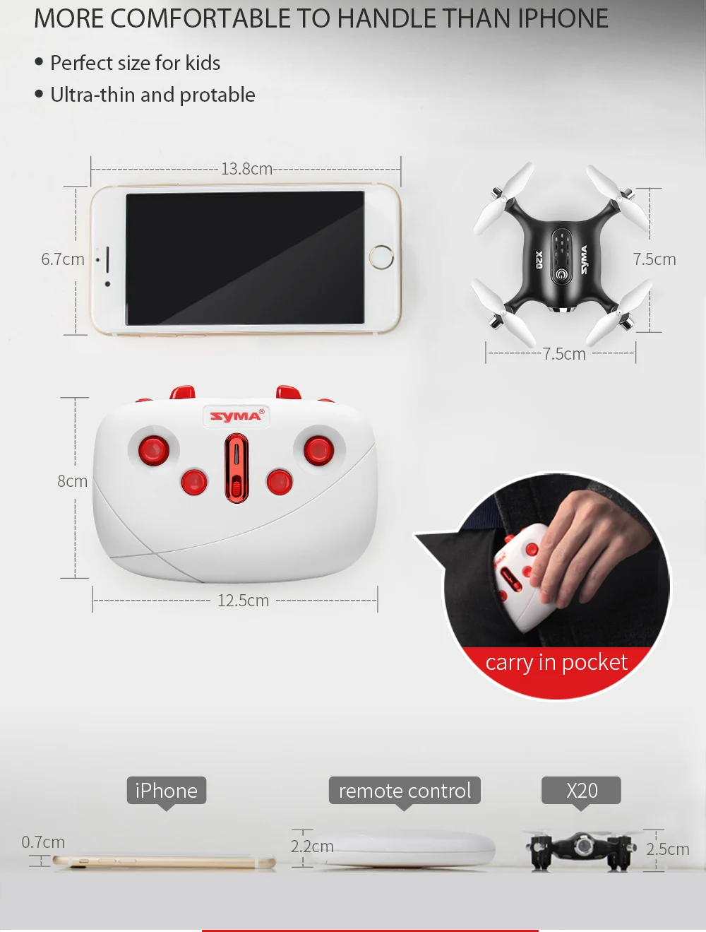 6.Syma X20X20-S Drone With Single Hand Controller RC Dron Quadcopter RC Helicopter 6-aixs Gyro 2.4G 4CH 3D Rolling Headless Mode