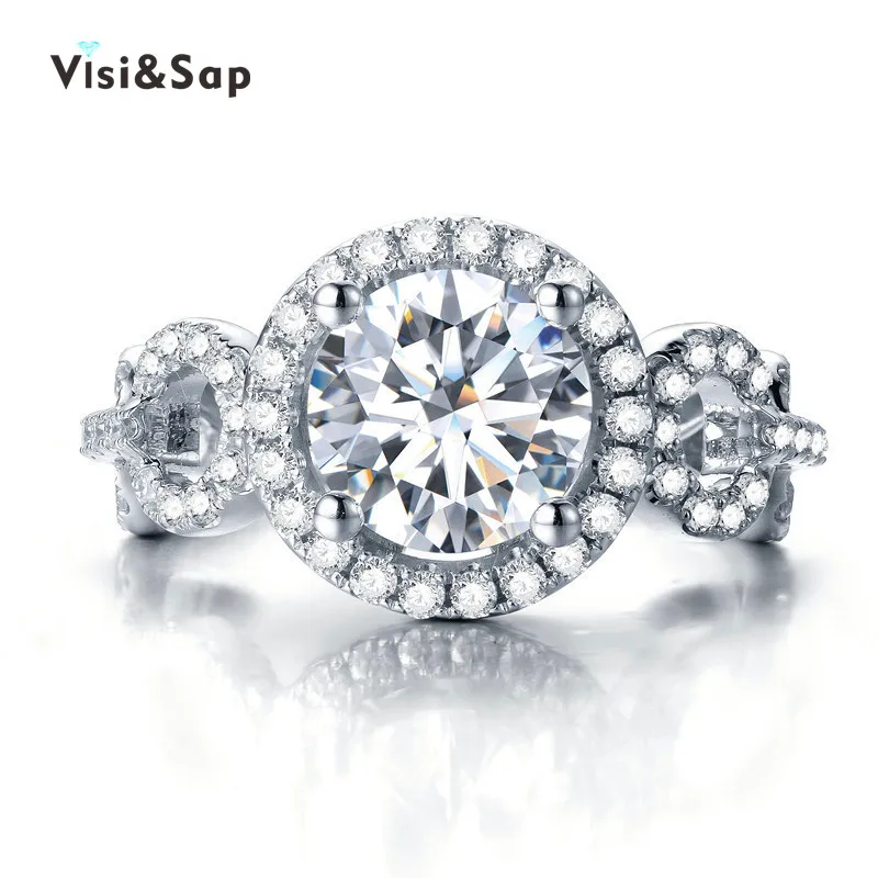 

Ring S925 2 Carat Diamand white gold filled Wedding Rings For Women AAA engagement gifts fashion Jewelry high qualityVSR101