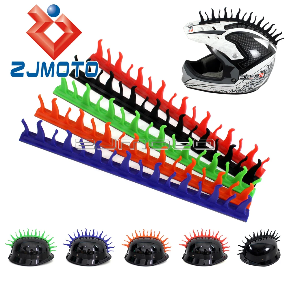 

1 x Motorcycle Helmet Sticker Mohawk Racing Dirt Bike ATV Helmet Rubber Mohawk Rubber Fire Blade Decal