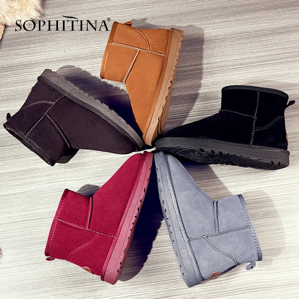 

SOPHITINA New Arrival Warm Winter Boots Cow Suede Skidproof High Quality Waterproof Upper Natural Fur Insole Winter Boots MO02