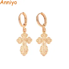 Anniyo ортодоксальное христианство серьги крест для женщин девушек восточные церковные украшения Россия, Украина Серьги#050304