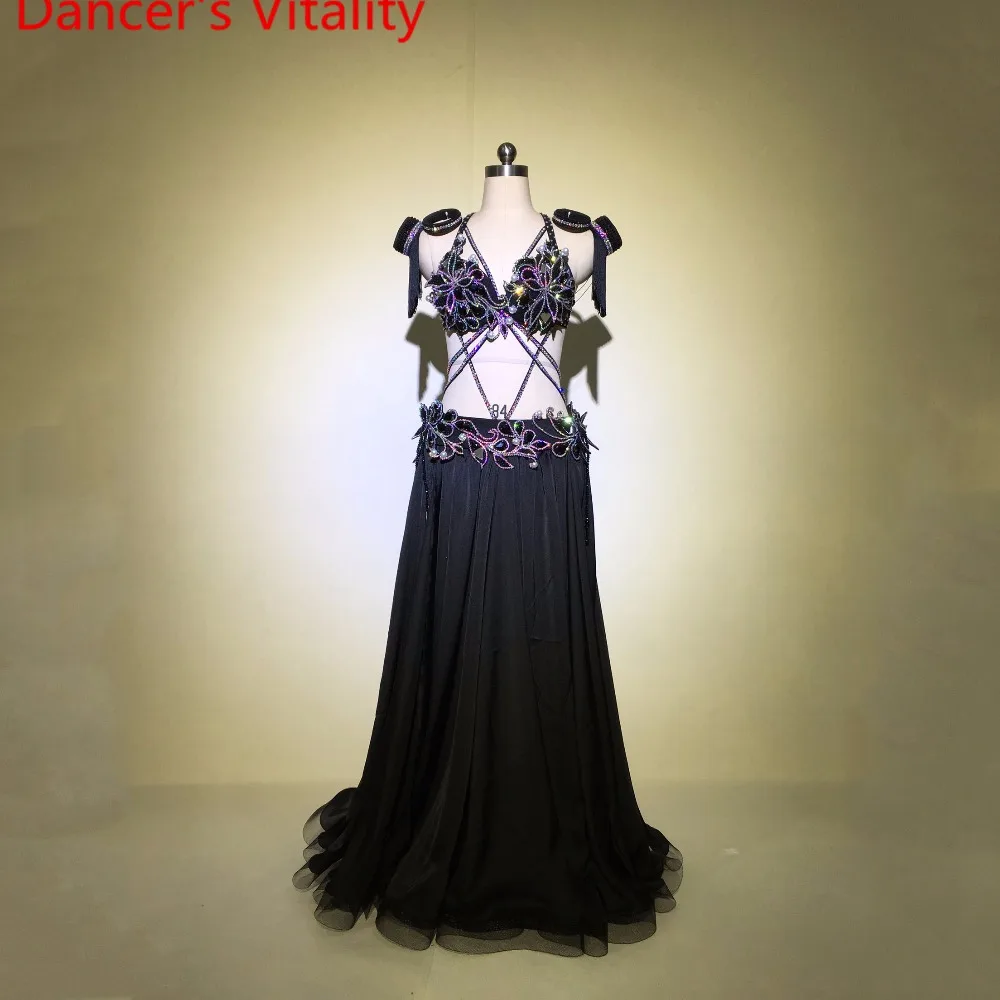 

Customized New Belly Dance Top Skirt Set Women Oriental Indian Drum Openning Dance Group Competition Performance Costume Outfits