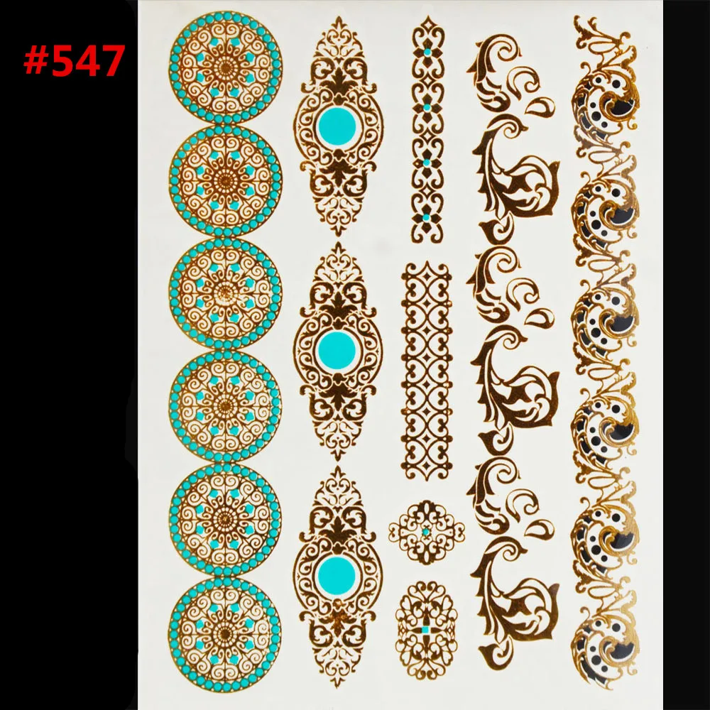 style body art painting tattoo stickers glitter Metal gold silver temporary flash tattoo Disposable indians tattoos tatoo
