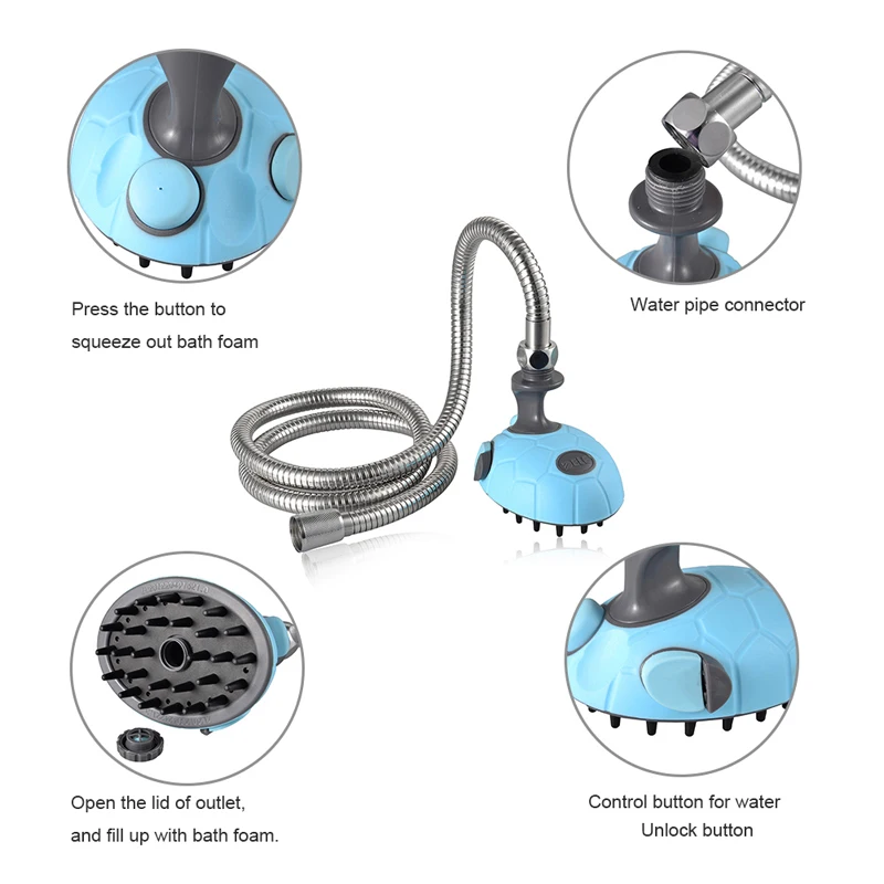 MySudui Dele Multifunctional dog Bath shower Sprayer wash cleaner Massage dog shampoo shower hose pet bathing tool Pet supplies (8)