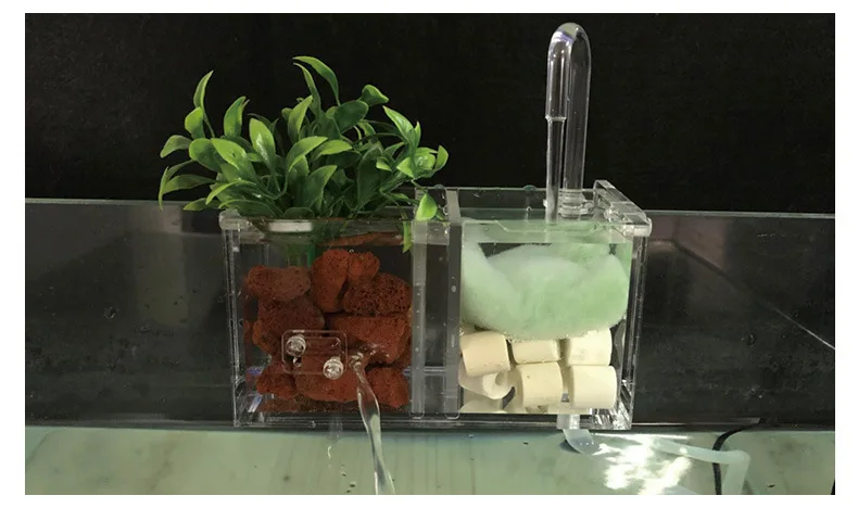 Creative fish tank filter three-in-one fish tank filter box built-in water purifier submersible pump oxygen waterfall degreasing film (2)