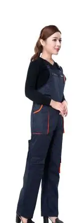 Мужские рабочие комбинезоны женские защитные комбинезоны брюки карго ремонтник ремень комбинезоны подтяжки брюки рабочая форма - Цвет: nave blue no sleeve