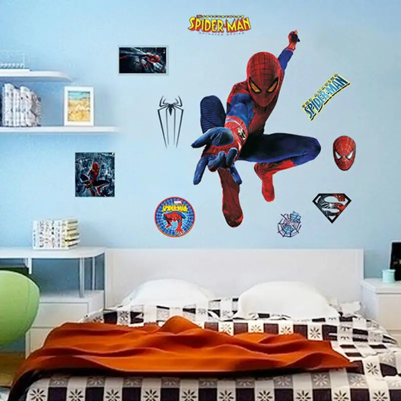 

handsome hero popular Spiderman cartoon kids room home decal wall sticker adesivo de parede for child boy birthday party gifts