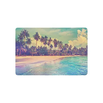 

Paradise Nature Scene Anti-slip Door Mat Home Decor, Tropical Sea Beach Palm Tree Indoor Outdoor Entrance Doormat Rubber Backing
