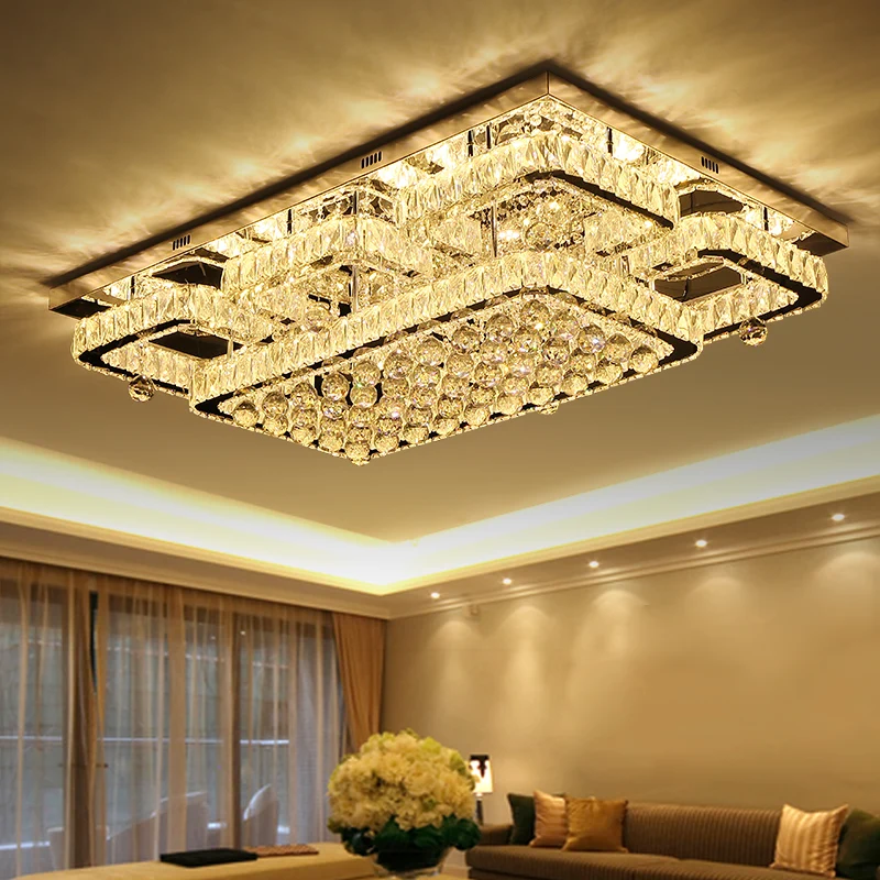 

Crystal lamp living room lamp simple modern atmosphere home rectangular luxury lamps bedroom led ceiling lamp led fixture light