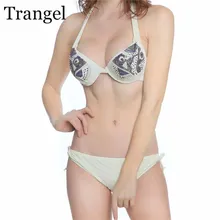 Trangel женщины бикини установить марка swimsuist высокая шея бикини короткий топ купальники бразильский купальник сексуальное бикини de las mujere LD095