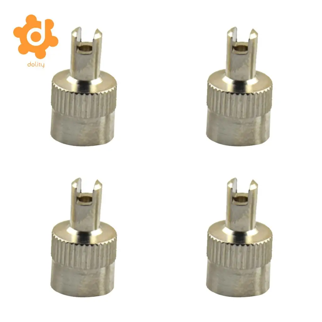 4 Pieces Motorcyle Car Slotted Head Valve Stem Caps with Core Remover Tool Set of 4 slotted caps With Valve Core Remover