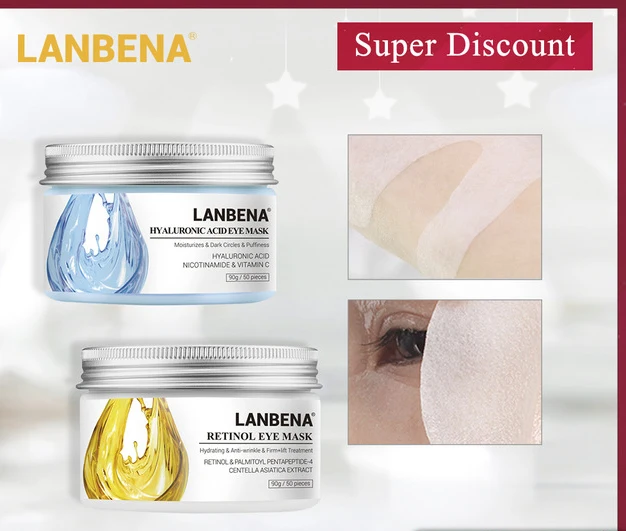 

LANBENA Retinol Eye Mask Hyaluronic Acid Eye Patches Serum Reduces Dark Circles Bags Eye Lines Repair Nourish Firming Skin Care