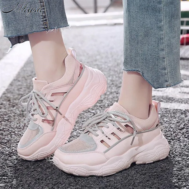 

Mhysa 2019 Women Shoes New Mesh Chunky Sneakers For Women Vulcanize Shoes Casual Fashion Platform Luminous shoes Sneakers T467