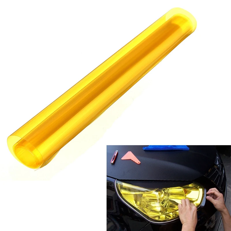 Car Headlight Tailight Yellow Vinyl Wrap Film Sheet Cover Sticker