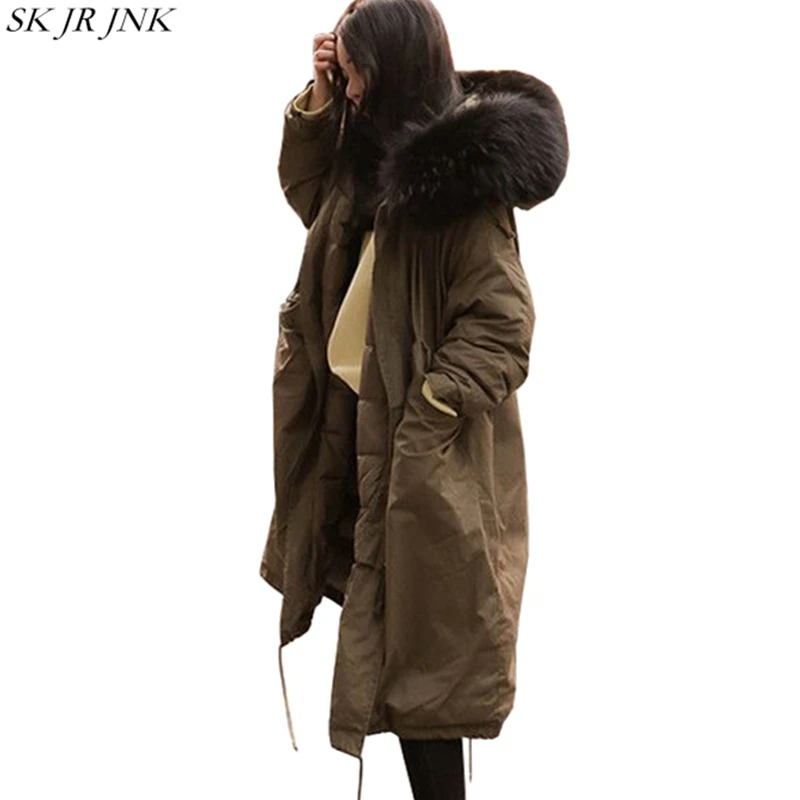 

2017 Winter Women Cotton Coat Ladies Buttons Zipper Parkas Female Warm Jackets Casual Fur Collar Hooded Wadded Outerwear WQ286