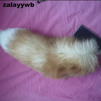 

zalzyywb 1pc/lot 46cm Fashion long fox fur ball keychain bags/car key chains fox tail women accessories lover's gift