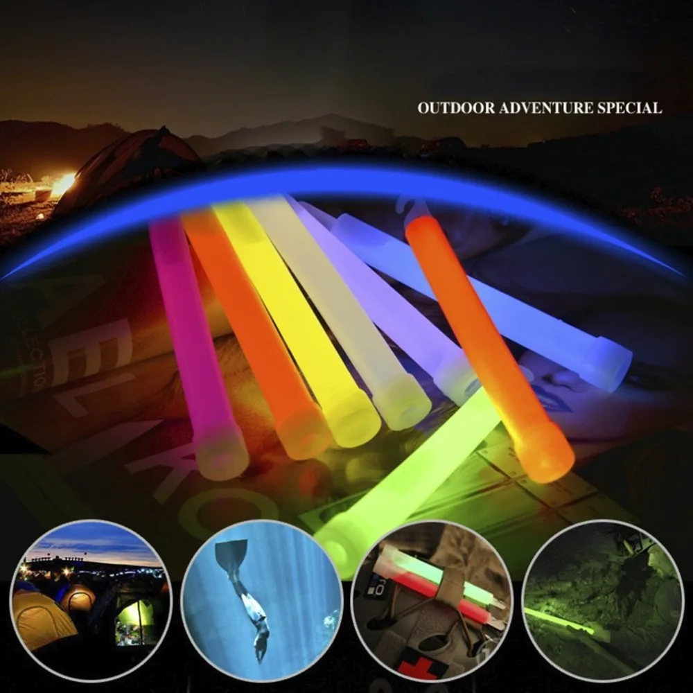 

6-Inch Light Sticks LED Plastic Sticks Wands Rally Rave Cheer Batons Party Flashing Glow Stick With Hook For Camping