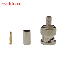 Evolylcam BNC male crimp plug for RG59 coaxial cable RG59 BNC Connector male 3-piece crimp connector plugs CCTV System Conventer