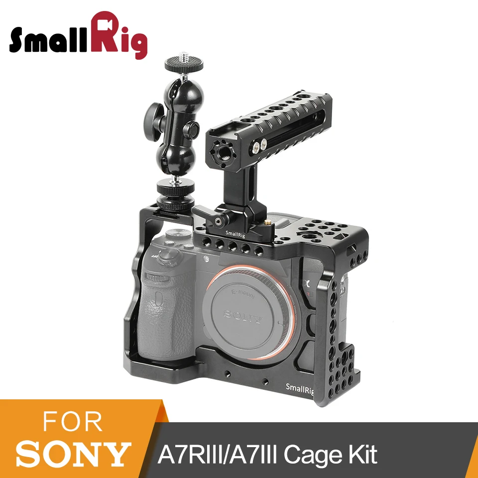 Comprar Kit de jaula para cámara pequeña a7iii a7riii para Sony A7RIII A7III con mango de la OTAN + extensión de cabezales de bola dobles kit brazo 2103
