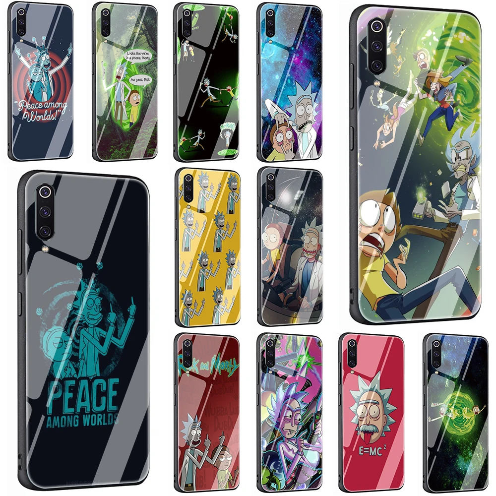 

Rick and Morty Tempered Glass Phone Cover Case For Xiaomi Mi 8 9 Redmi 4X 6A Note 5 6 7 Pro Pocophone F1