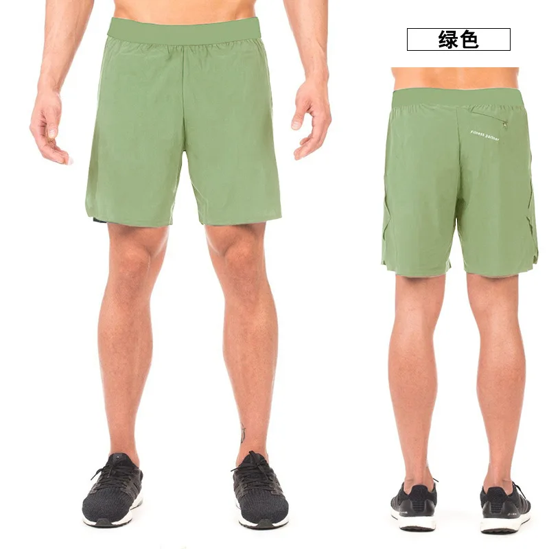 Новинка, мужские шорты для бега 2 в 1, спортивные мужские двухслойные быстросохнущие мужские шорты для пробежки, дышащий светильник для фитнеса - Цвет: Light green