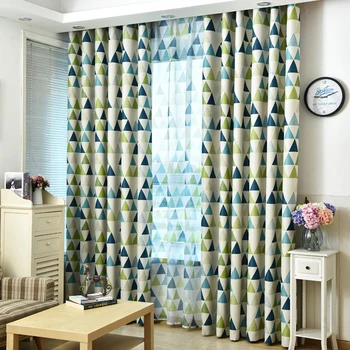 

Modern Curtain for Living Room Kitchen Bedroom Window Blackout Kids Sheer Tulle Green Fabrics Window Panel Customized T&211#40