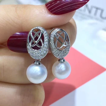 

European 925 Sterling Silver Earrings Findings Stud Earrings Settings Mountings Parts Mounts for Pearl Jade Corals Stones Beads