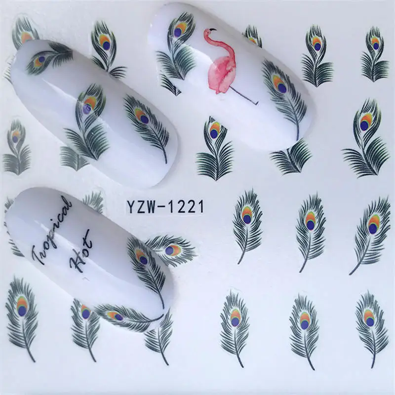 WUF 1 лист наклейки для ногтей Бабочка Лето Красочные переводные наклейки для ногтей УФ гель лак DIY наклейки - Цвет: YZW-1221