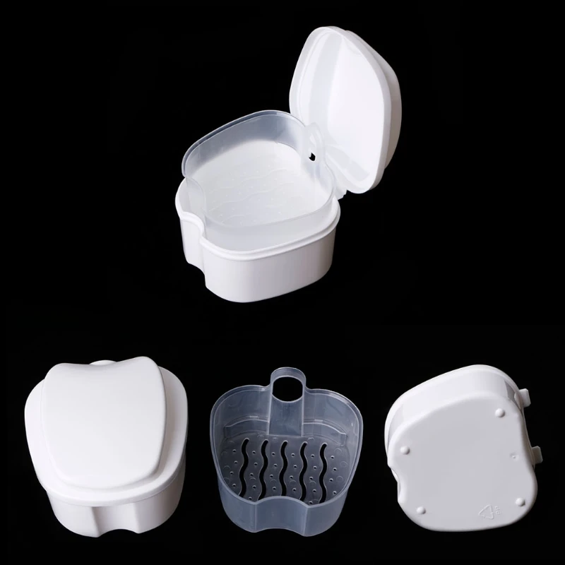 

Permeable Mezzanine Denture Box Container Dental Tooth Storage Bath Case False Teeth Rinsing Basket dry quickly