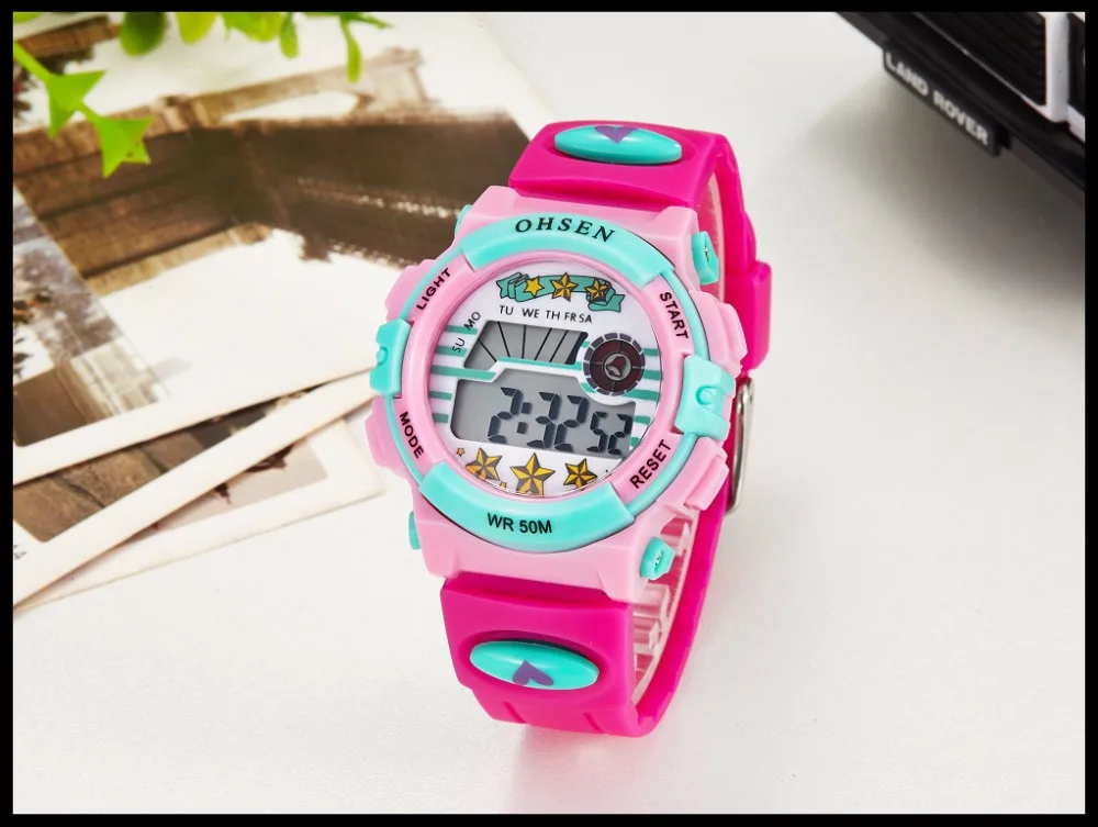 TOP 2017 OHSEN Brand Digital Quartz Watch Children Boy 50M Waterproof Watches Blue Silicone Strap LCD Backlight Alarm Clock (25)