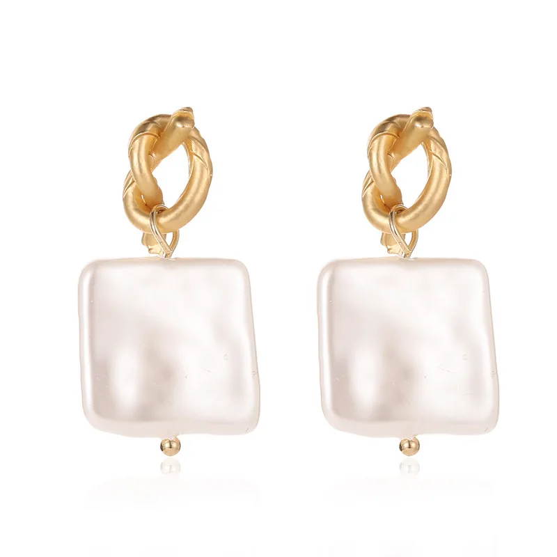 

Drop Earrings Metal Jewelry Earrings Wedding Geometric Dangle Vintage Circle Irregular Baroque Women Pearl Simple Gold Color