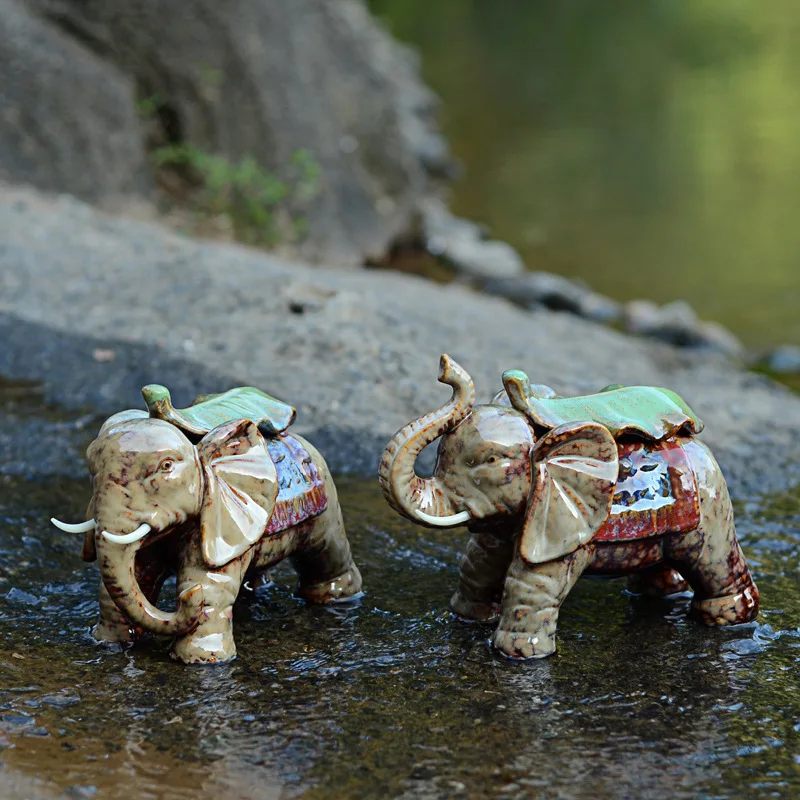 Decorative Figurines Animal Elephant Statue Ceramics Craft Garden Ornaments Home Decoration Accessories | Дом и сад