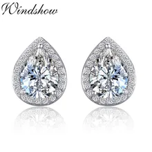 925 пробы Серебряная груша с каплевидными камнями AAA CZ, круглые CZ серьги-гвоздики для женщин, роскошные ювелирные изделия Orecchini Aros Aretes в Корейском стиле