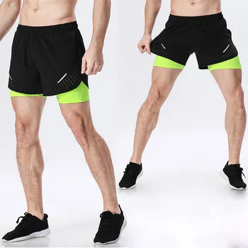 Men's 2 in 1 Running Shorts Men Sport Shorts Quick Drying Fitness Gym Training Exercise Jogging Cycling Shorts with Longer Liner 3