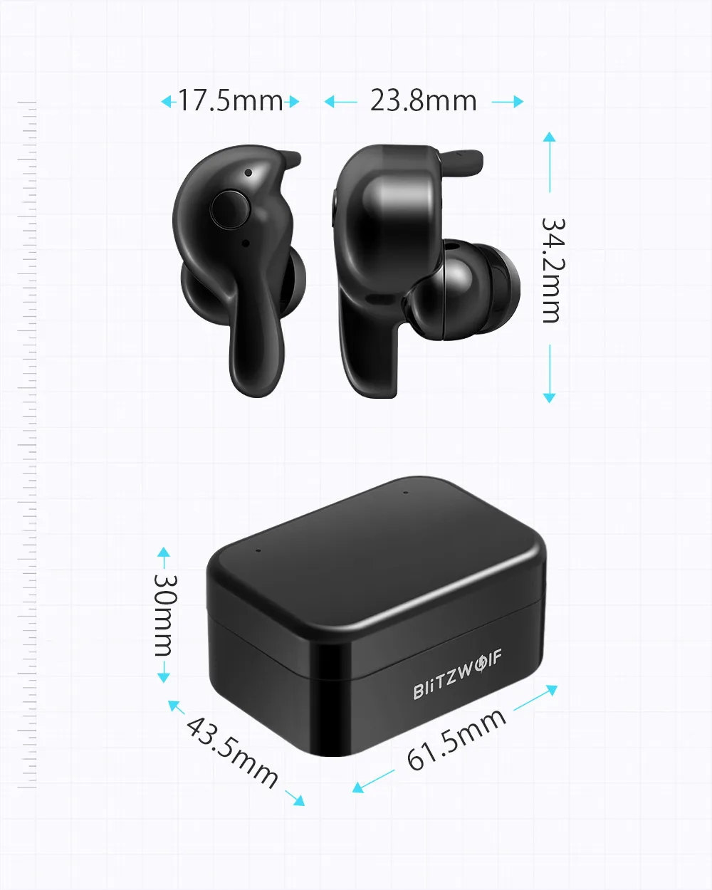 Blitzwolf BW-FYE1 bluetooth V5.0 TWS настоящие Беспроводные спортивные наушники TWS Наушники Hi-Fi стерео двойной микрофон с зарядным устройством