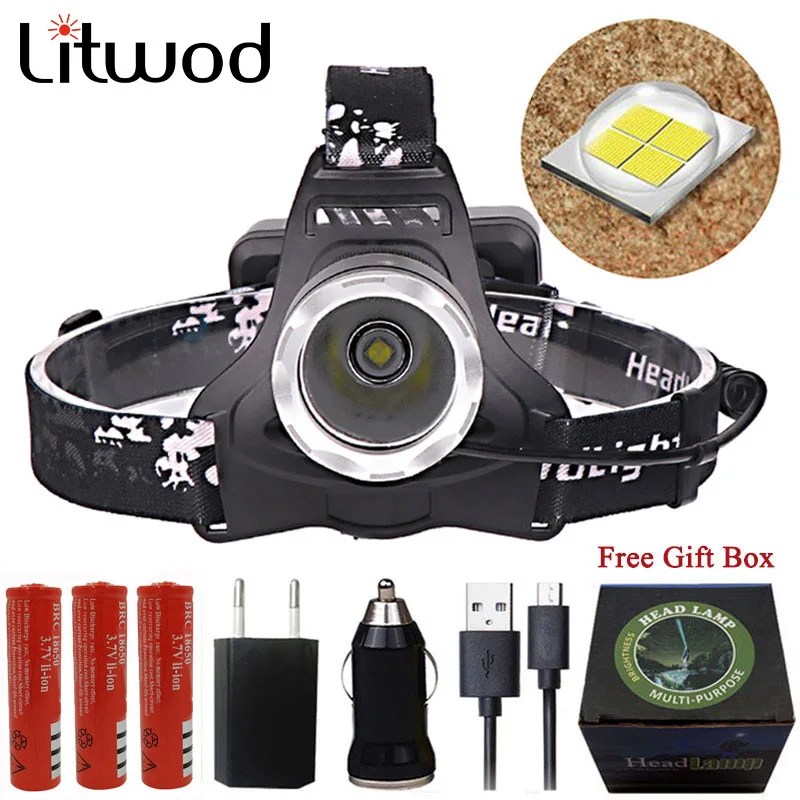 Z20Litwod 2810 CREE XHP70 30000LM светодиодный налобный фонарь Головной фонарик