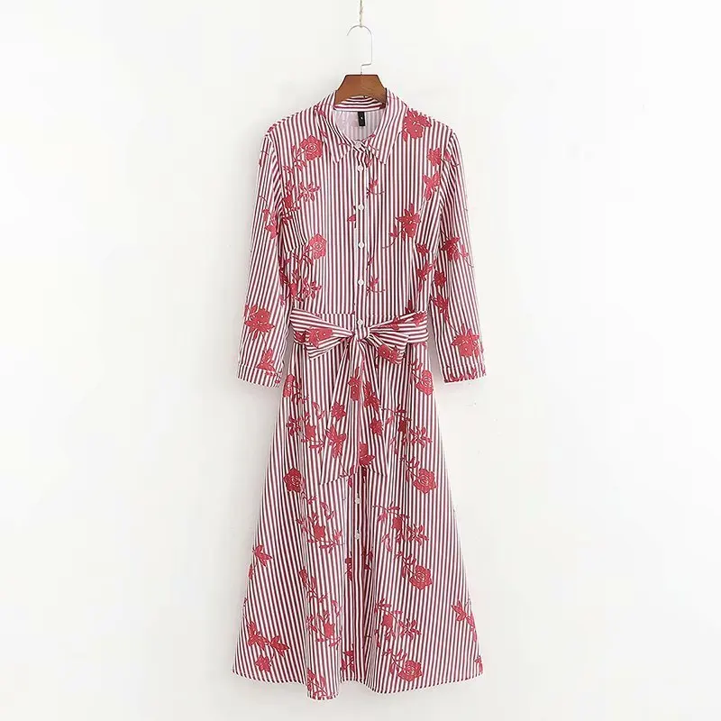 

Women popular XD52-1949 European and American fashion red stripe dress gown