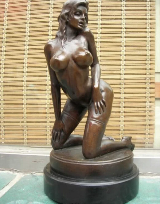

USPS to USA S3463 Western Superb Art oomph copper bronze marble nude belle art sculpture statue B0401