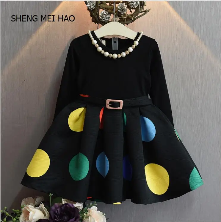 

Retail Kids Girls Dress Spring Children Toddler Princess Dresses Vestidos Children's Clothing Fashion Dot Baby Girls Clothing
