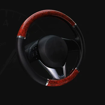 

Anti-skid Mahogany Soft Leather Non-slip Durable Steering Wheel 38cm 1pcs Auto New Cover Accs Part Practical Tool