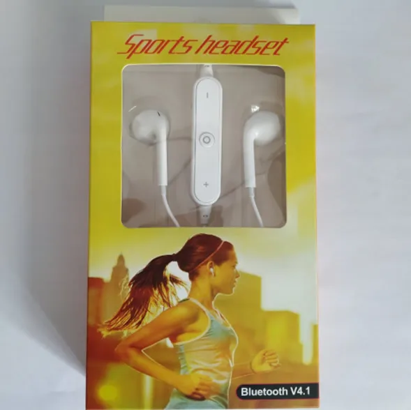 Продвижение стерео Bluetooths наушники S6 проводные наушники для Iphone и samsung - Цвет: white box packing