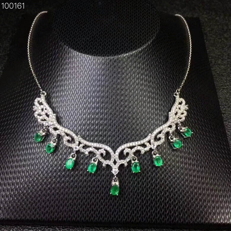 [MeiBaPJ] Высококачественное натуральное изумрудное ожерелье с подвеской с сертификатом 925 чистого серебра, хорошее свадебное ювелирное изделие для женщин