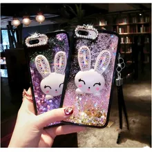 Meizu mx6 케이스 용 다이아몬드 토끼 커버 meilan 용 액체 휴대 전화 케이스 3 5 6 m5 m6 3s 5s s6 브래킷 전화 케이스 커버(China)