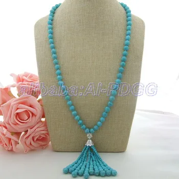

GG 29" 4MM-10MM Semi-precious Stone Necklace CZ Pendant Free shipment