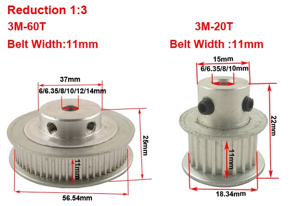 LUPULLEY HTD3M зубчатый шкив набор ремней HTD(3:1) 60T 20T Трансмиссия синхронный ремень замедление комплект гравировальный станок запчасти