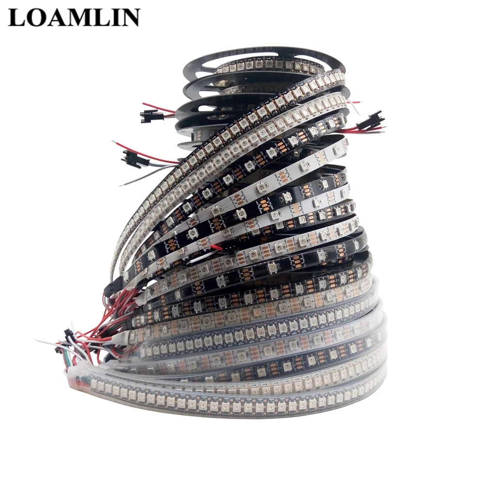 1 м 2 3 4 5 WS2812B WS2812 Светодиодная лента 30/60/74/96/144 пикселей/светодиодов/м индивидуально