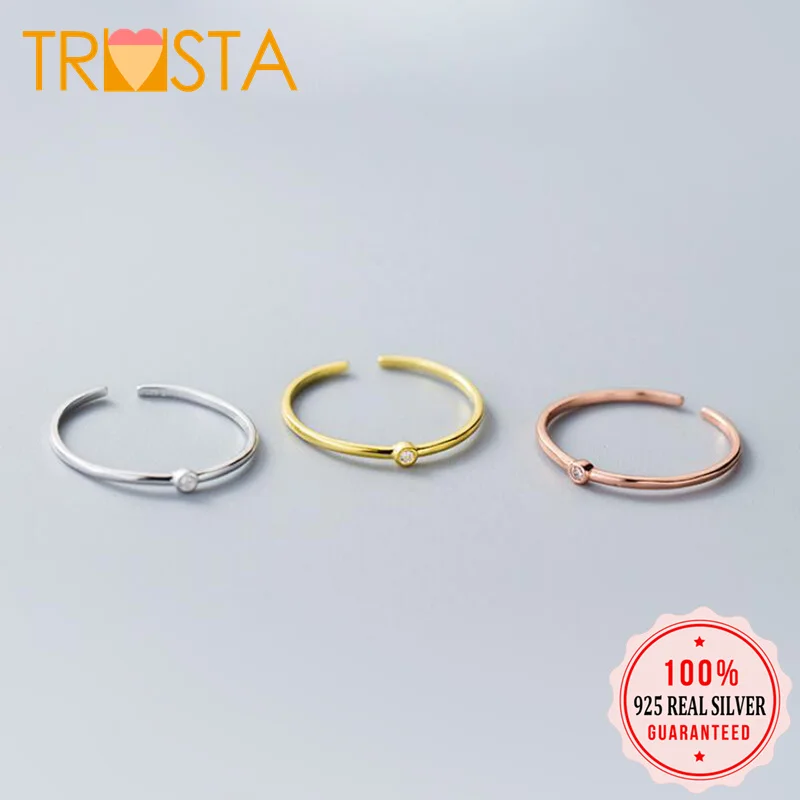 

ElfoPlataSi 100% 925 Solid Real Sterling Silver Rose Gold Siilver CZ Opening Ring Sizable For Girl Women Fashion Jewelry XY1216