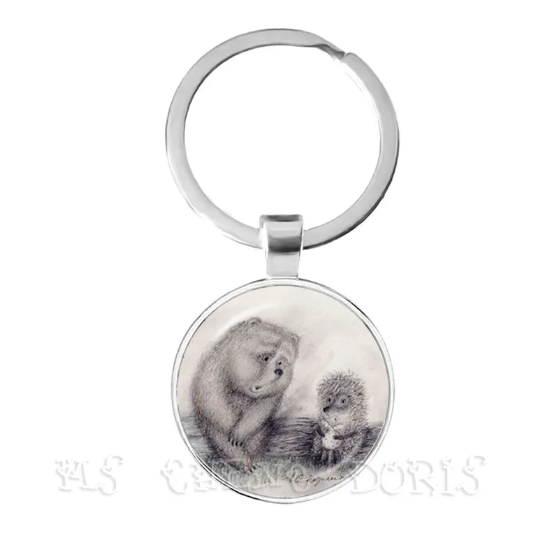 Little Hedgehog In The Fog Key Chains 25mm Glass Dome Keychain Yozhik v tumane Creative Jewelry For Women Men Kids Gift | Украшения и